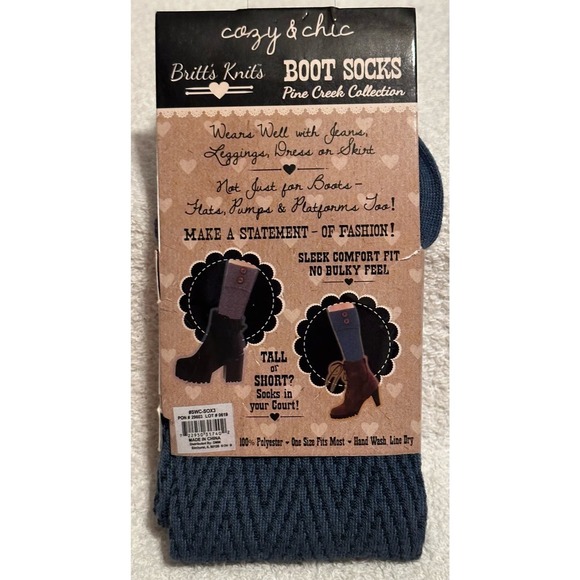 Britts Knits Pine Creek Boot Socks with NWT Buttons Navy Blue - Picture 2 of 3